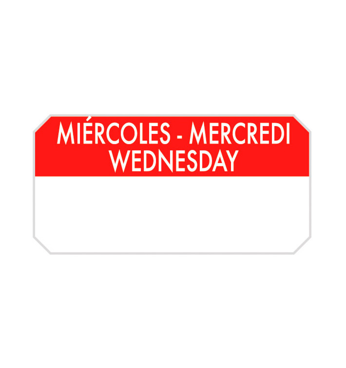Rolo Adesivo Retangular "Wednesday" 5x2,5cm (1.000 Uds) Rolo Adesivo Retangular "Wednesday" 5x2,5cm (1.000 Uds)