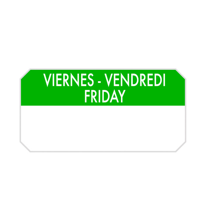 Rolo Adesivo Retangular "Friday" 5x2,5cm (1.000 Uds)