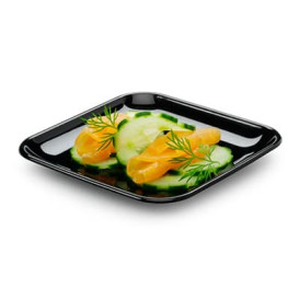 Prato Plastico Degustação Preto 6x6x1cm (50 Uds)