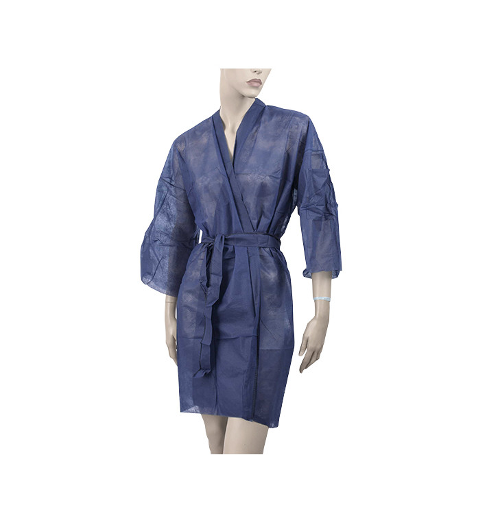 Bata Kimono en TST PP c/Tiras y Bolso Azul XL (100 Uds) Bata Kimono en TST PP c/Tiras y Bolso Azul XL (100 Uds)