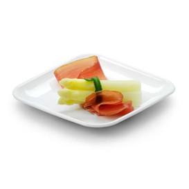 Prato Plastico Degustação Branco 6x6x1cm (50 Uds)
