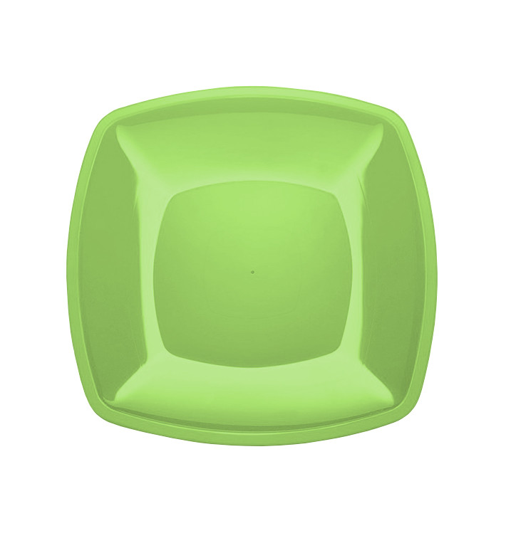 Prato Plastico Raso Verde Limão Square PS 300mm (144 Uds) Prato Plastico Raso Verde Limão Square PS 300mm (144 Uds)