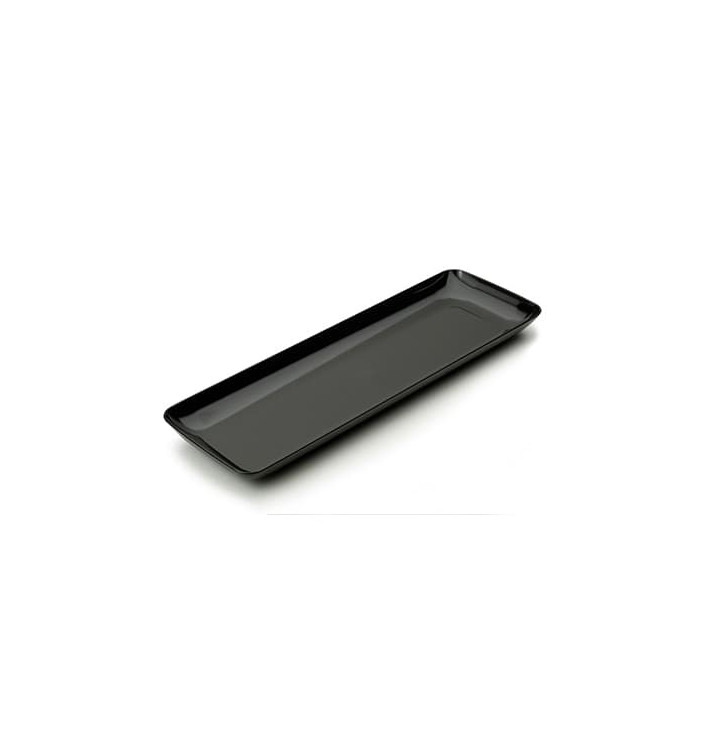 Bandeja Plastico Degustação Preto 6x19cm Bandeja Plastico Degustação Preto 6x19cm