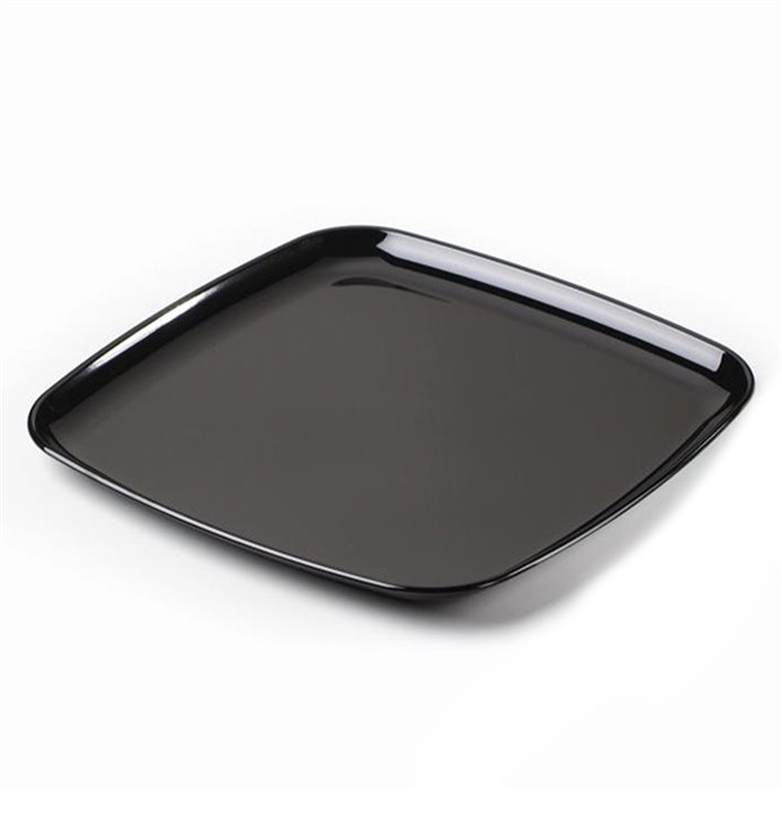 Bandeja Plastico Rigido Quadrada Preto 40x40cm (5 Uds) Bandeja Plastico Rigido Quadrada Preto 40x40cm (5 Uds)