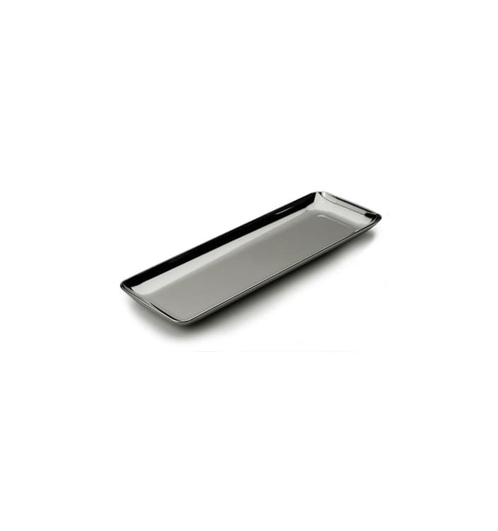 Bandeja Plastico Degustação Prata 6x19cm Bandeja Plastico Degustação Prata 6x19cm