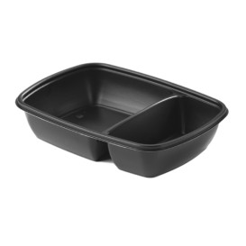 Embalagem PP Preto 2 C com tampas 1300ml 28x20cm (15 Uds)