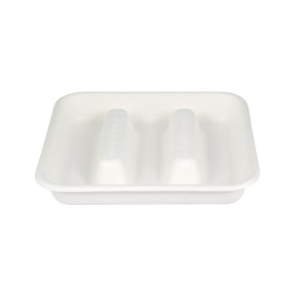 Embalagem para Tacos de Cana de Açúcar Branco 18,5x18,5cm (50 Uds)