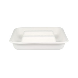 Embalagem para Tacos de Cana de Açúcar Branco 18,5x18,5cm (50 Uds)