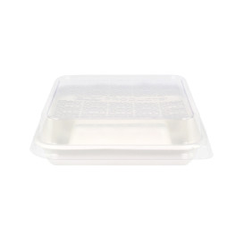 Embalagem para Tacos de Cana de Açúcar Branco 18,5x18,5cm (50 Uds)
