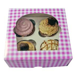 Caixa 4 Cupcakes Rosa 17,3x16,5x7,5cm (140 Unidades)