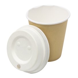 Tampa com Furo de Fibra Moldada Branco Ø8cm (60 Uds)