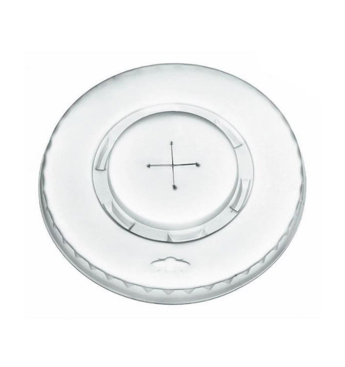 Tampa Plana com Cruz PLA Transp. Ø9,5cm (100 Uds) Tampa Plana com Cruz PLA Transp. Ø9,5cm (100 Uds)