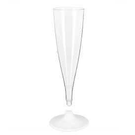 Copo PS Reutilizavel Flute Champanhe Branco 140ml 2P (48 Uds)