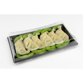 Bandeja Plastico Preto com Tampa 12x16cm (300 Uds)