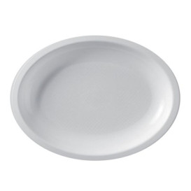 Bandeja de Plastico Oval Branco Round PP 315x220mm (25 Uds)