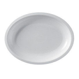 Bandeja de Plastico Oval Branco Round PP 255x190mm (50 Uds)