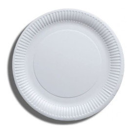 Prato de Papel Branco Biodegradaveis Ø23 cm (1000 Uds)