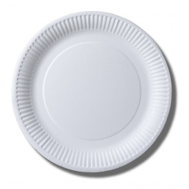 Prato de Papel Biocoated Branco Ø23cm (100 Uds)