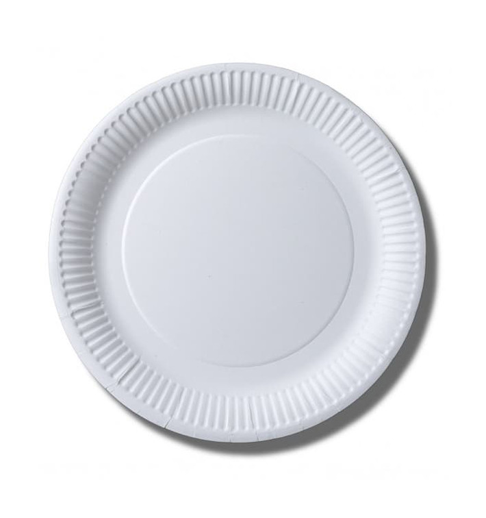 Prato de Papel Biocoated Branco Ø23cm (100 Uds)