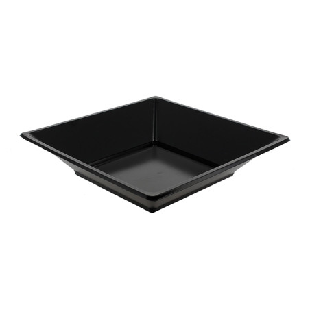 Prato Plástico Fundo Quadrado Preto 170mm (25 Uds)