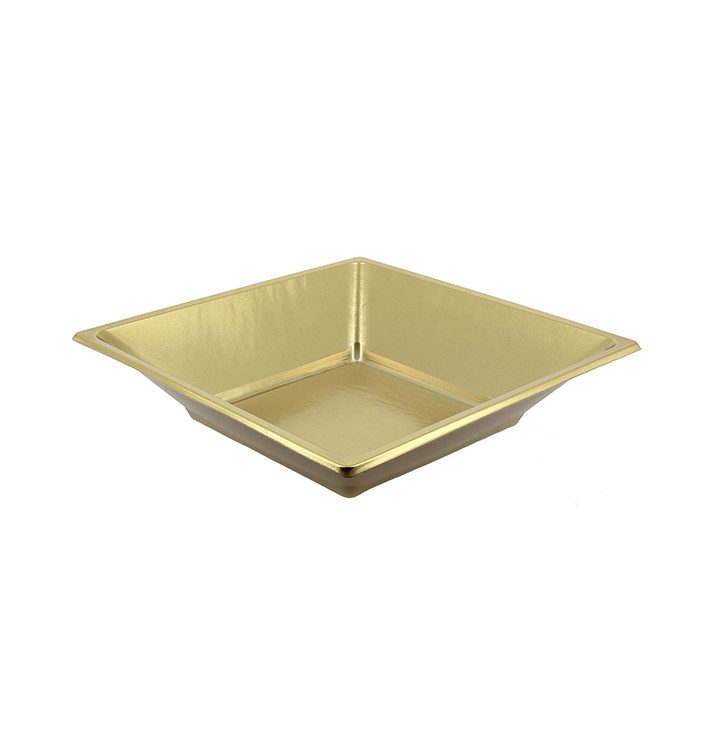 Prato Plástico Fundo Quadrado Ouro 180mm (300 Uds) Prato Plástico Fundo Quadrado Ouro 180mm (300 Uds)