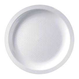 Prato Plastico Raso Branco Round PP Ø185mm (600 Uds)