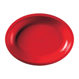 Bandeja de Plastico Oval Vermelho Round PP 255x190mm (50 Uds)