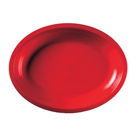 Bandeja de Plastico Oval Vermelho Round PP 255x190mm (600 Uds)