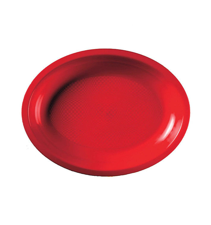 Bandeja de Plastico Oval Vermelho Round PP 315x220mm (25 Uds) Bandeja de Plastico Oval Vermelho Round PP 315x220mm (25 Uds)