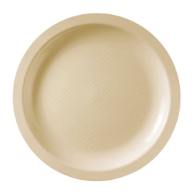 Prato Plastico Raso Creme Round PP Ø185mm (50 Uds)