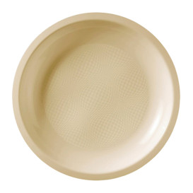 Prato Plastico Raso Creme Round PP Ø220mm (50 Uds)