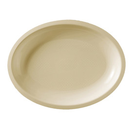 Bandeja de Plastico Oval Creme Round PP 255x190mm (50 Uds)