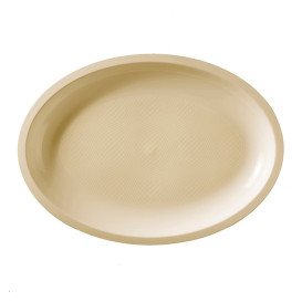 Bandeja de Plastico Oval Creme Round PP 315x220mm (25 Uds)