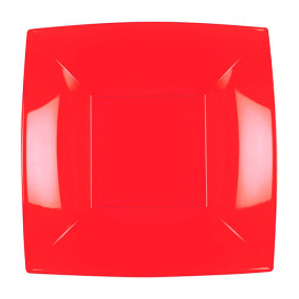 Prato Plastico Fundo Vermelho Nice PP 180mm (25 Uds)