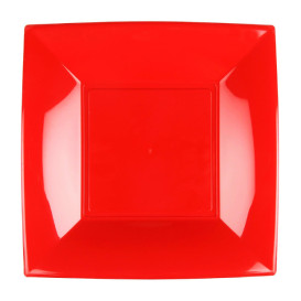 Prato Plastico Raso Vermelho Nice PP 230mm (25 Uds)