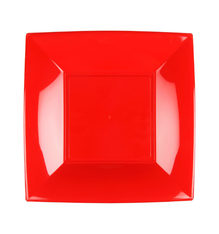 Prato Plastico Raso Vermelho Nice PP 230mm (25 Uds)