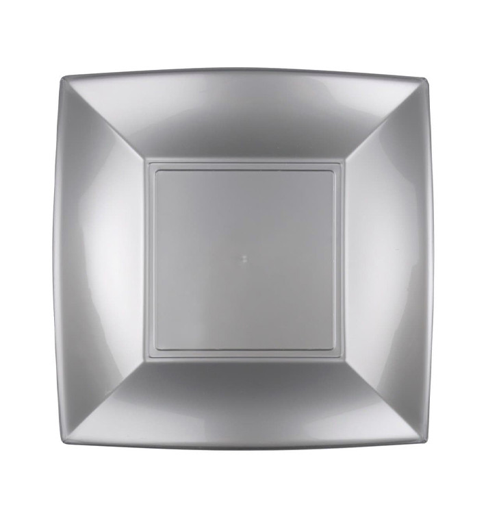 Prato Plastico Raso Cinza Nice PP 180mm (25 Uds) Prato Plastico Raso Cinza Nice PP 180mm (25 Uds)