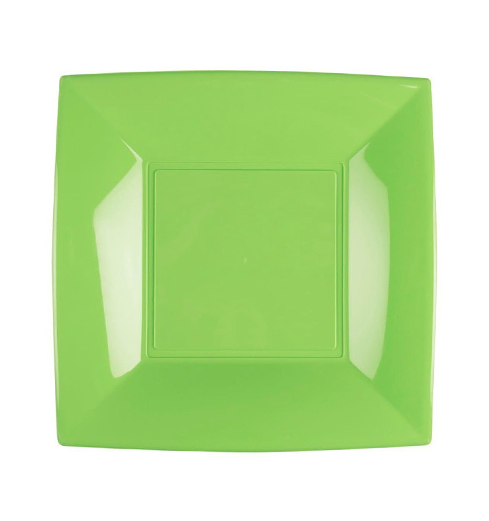 Prato Plastico Raso Verde Limão Nice PP 180mm (300 Uds)