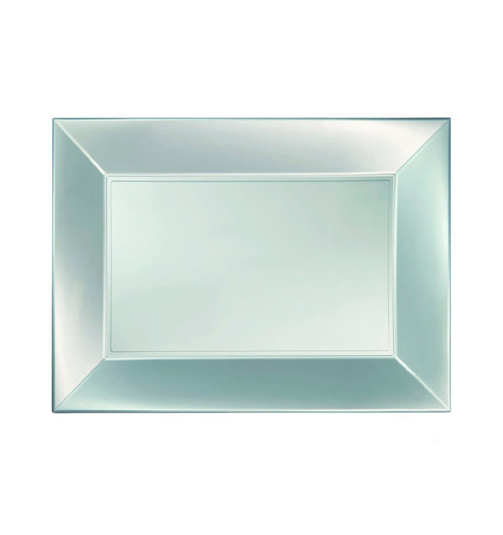 Bandeja de Plastico Prata Nice Pearl PP 280x190mm (240 Uds) Bandeja de Plastico Prata Nice Pearl PP 280x190mm (240 Uds)