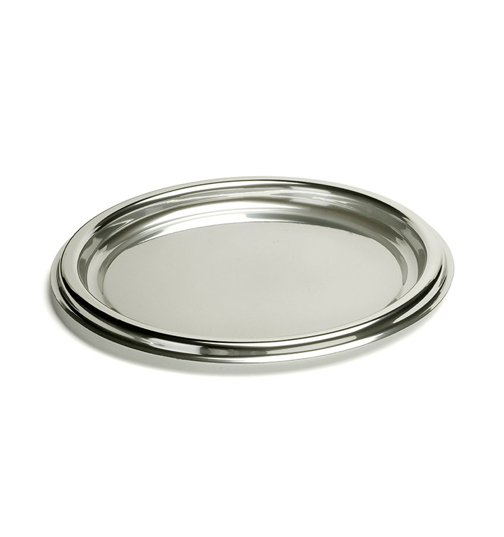Bandeja Plastico Luxo Redonda Prata 40 cm (5 Uds) Bandeja Plastico Luxo Redonda Prata 40 cm (5 Uds)