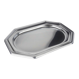 Bandeja Plastico Luxo Octog. Prata 27x19 cm (50 Uds)