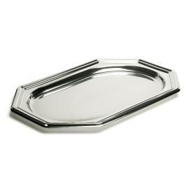 Bandeja Plastico Luxo Octog. Prata 55x38 cm (5 Uds)