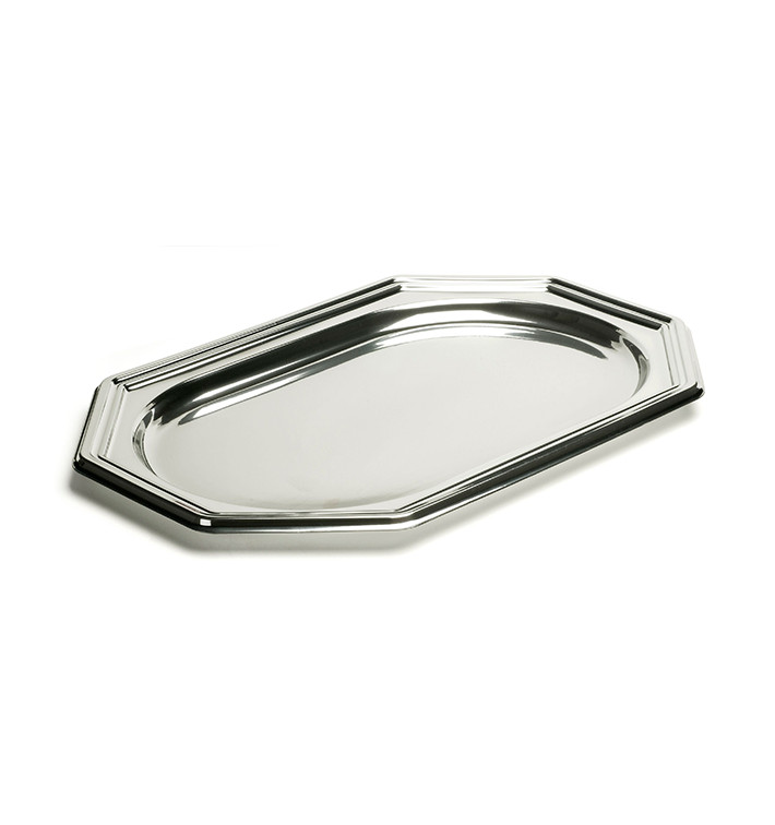 Bandeja Plastico Luxo Octog. Prata 55x38 cm (5 Uds) Bandeja Plastico Luxo Octog. Prata 55x38 cm (5 Uds)