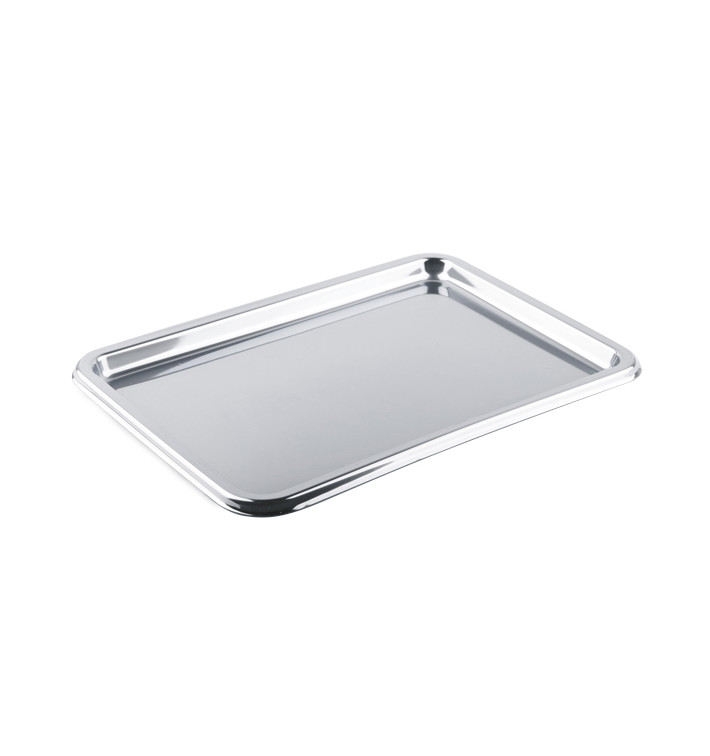 Bandeja Plastico Luxo Retang. Prata 35x24cm (50 Uds) Bandeja Plastico Luxo Retang. Prata 35x24cm (50 Uds)