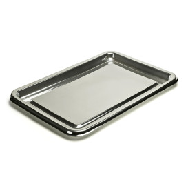 Bandeja Plastico Luxo Retang. Prata 46x30cm (50 Uds)