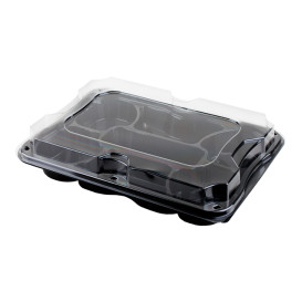 Bandeja Plastico Luxo 7 C. Preto Tapa 35x24cm (25 Uds)