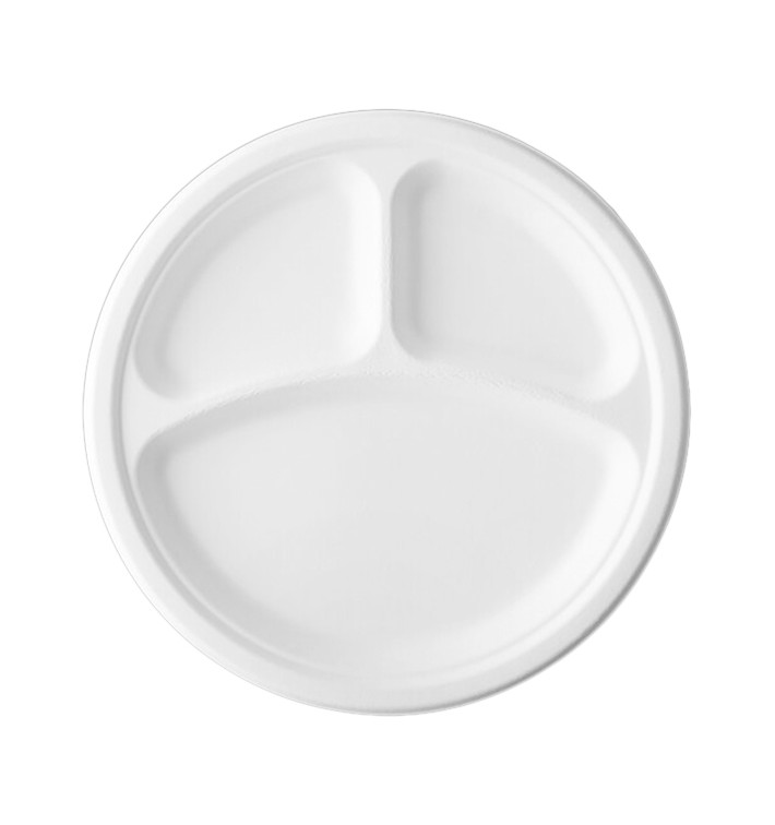 Prato Bio da cana-de-açúcar 3C Branco Ø260mm (50 Uds) Prato Bio da cana-de-açúcar 3C Branco Ø260mm (50 Uds)