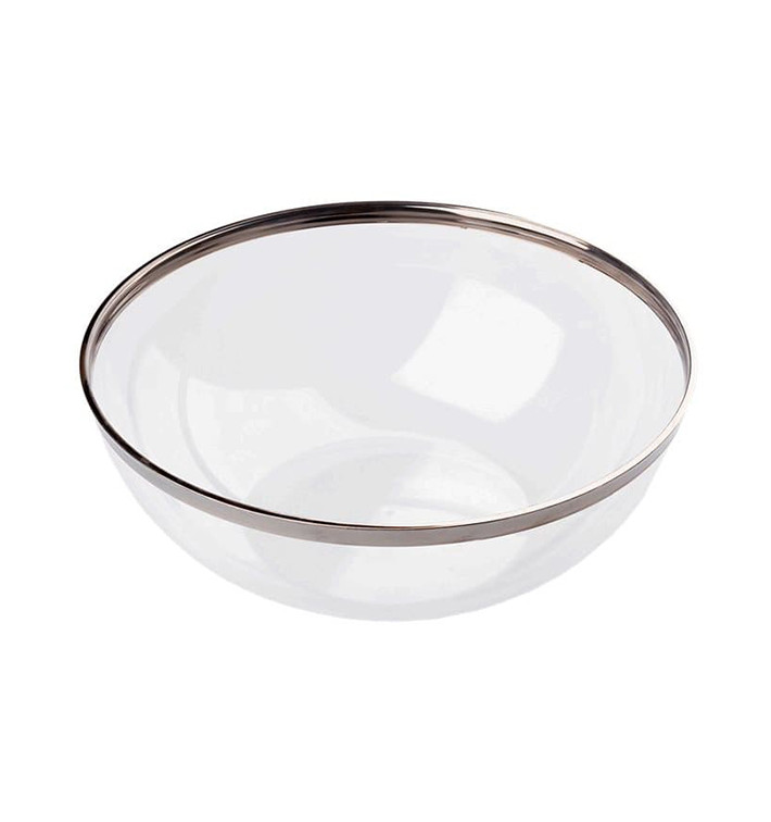 Tigela PS Cristal Duro Bordo Prata 3500ml Ø27cm (40 Uds) Tigela PS Cristal Duro Bordo Prata 3500ml Ø27cm (40 Uds)