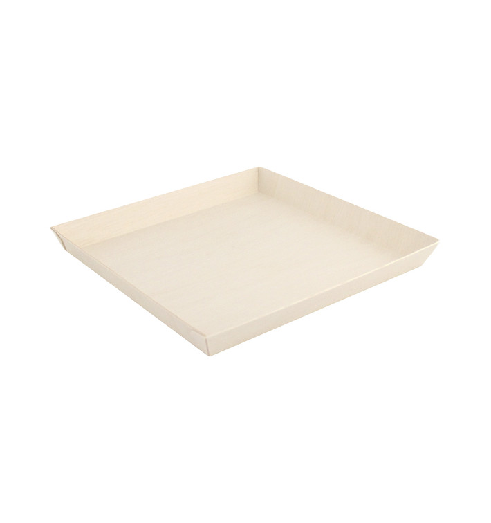 Prato Quadrado de Madeira 23x23x2,5cm 1250ml (25 Uds) Prato Quadrado de Madeira 23x23x2,5cm 1250ml (25 Uds)