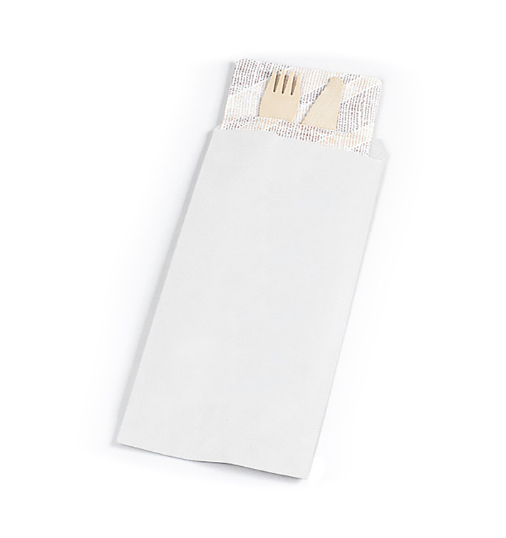 Envelopes de Talheres Branco 9x24cm (125 Uds) Envelopes de Talheres Branco 9x24cm (125 Uds)